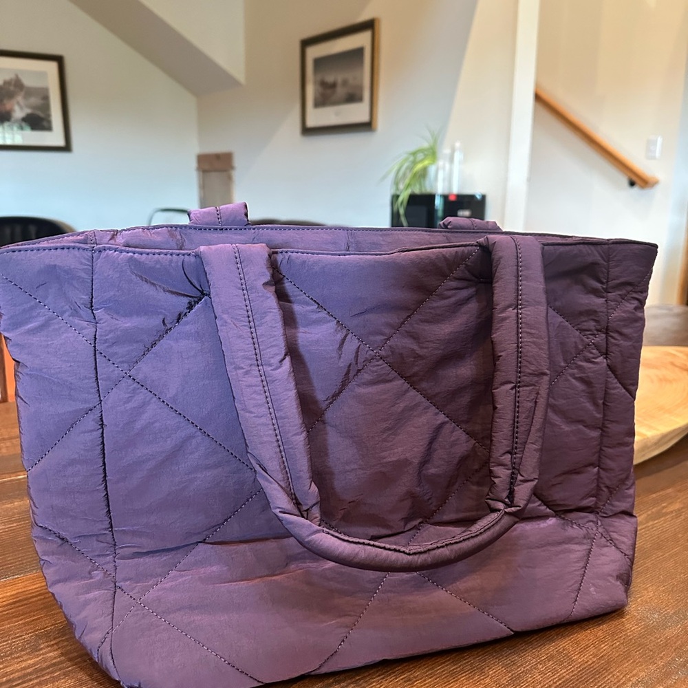 Purple Athleta All About Quilted Tote Bag
